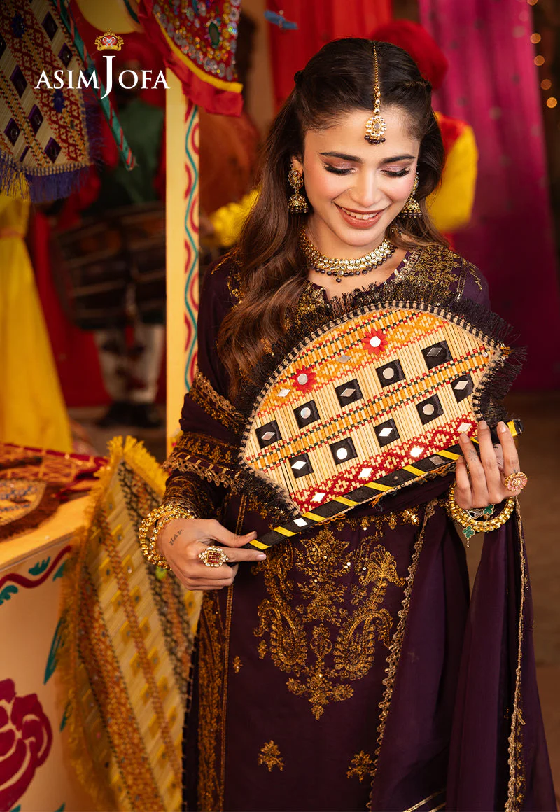 Asim Jofa Chamak Damak Pret Ajcdp-23 Embroidered Twisted Silk Stitched 3 Pcs - Image 10