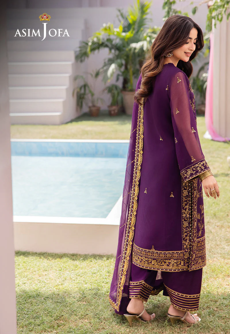 Asim Jofa Designers Limited Edition Ajcfd-08 Embroidered Chiffon 3 Pcs - Image 2