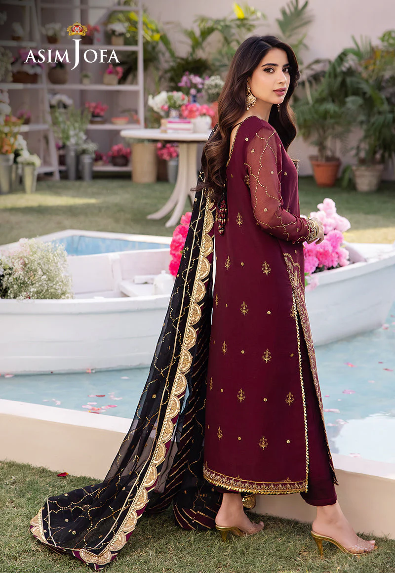 Asim Jofa Designers Limited Edition Ajcfd-18 Embroidered Chiffon 3 Pcs - Image 2