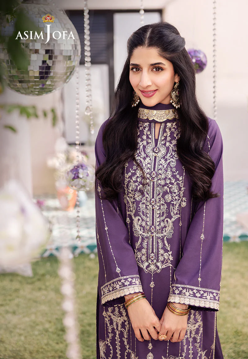 Asim Jofa Designers Limited Edition Ajcfd-29 Embroidered Jumbo Silk 3 Pcs - Image 10
