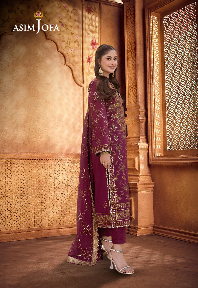 Asim Jofa Dhanak Rang PretAjcfp-05 Embroidered Boski Silk Stitched 3 Pcs - Image 3