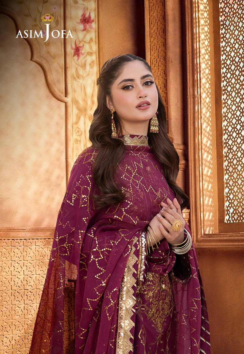 Asim Jofa Dhanak Rang PretAjcfp-05 Embroidered Boski Silk Stitched 3 Pcs - Image 4