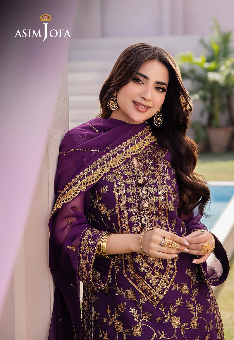 Asim Jofa Dhanak Rang PretAjcfp-08 Embroidered Chiffon Stitched 3 Pcs - Image 4