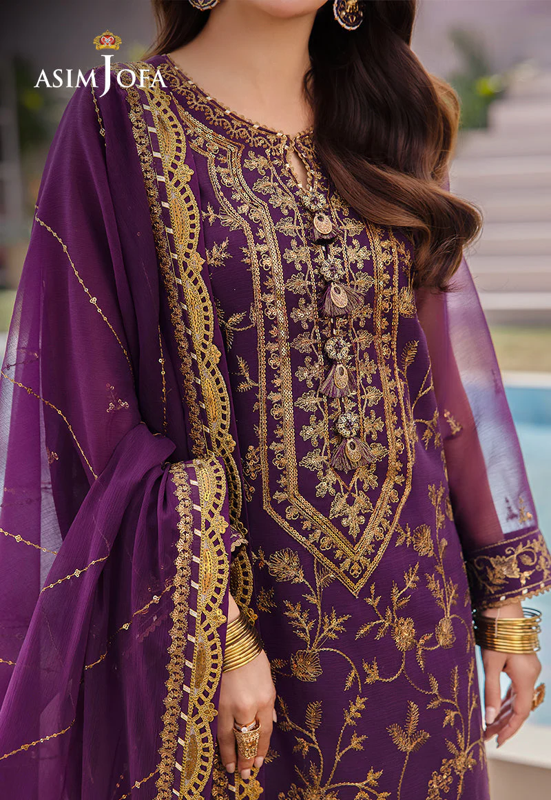 Asim Jofa Dhanak Rang PretAjcfp-08 Embroidered Chiffon Stitched 3 Pcs - Image 6