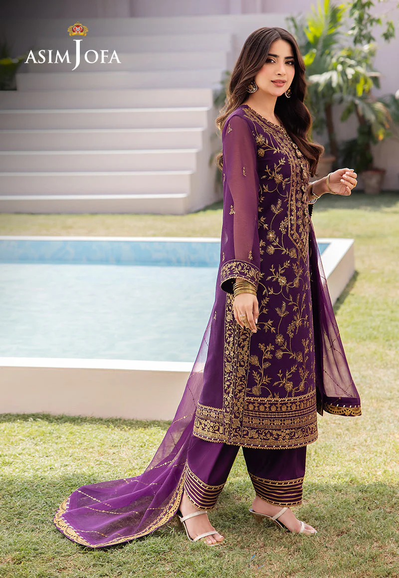Asim Jofa Dhanak Rang PretAjcfp-08 Embroidered Chiffon Stitched 3 Pcs - Image 9