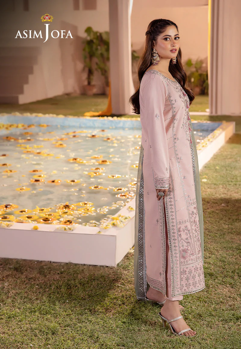 Asim Jofa Dhanak Rang PretAjcfp-14 Embroidered Boski Silk Stitched 3 Pcs - Image 7