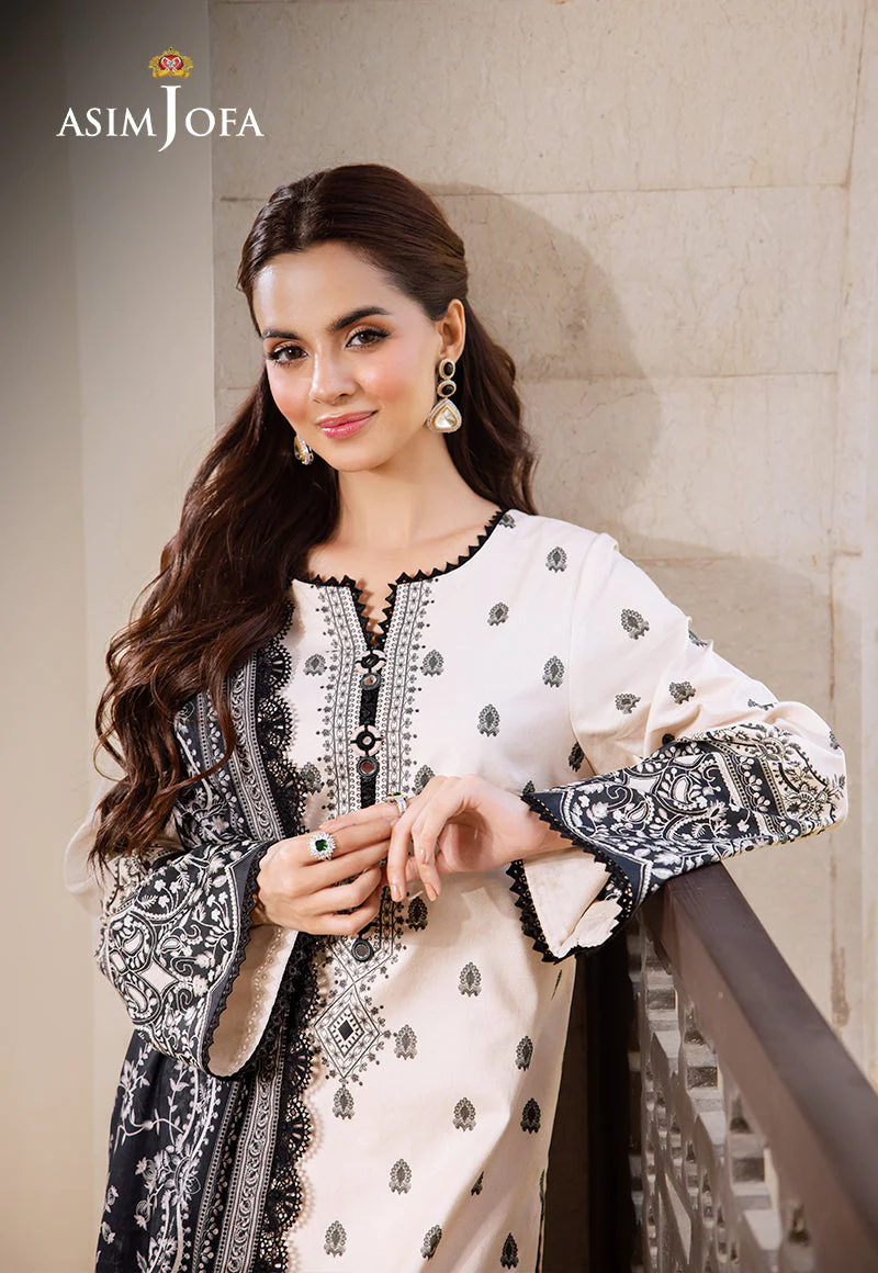 Asim Jofa Monochrome Collection Ajcm-10 Printed Lawn 3 Pcs - Image 10
