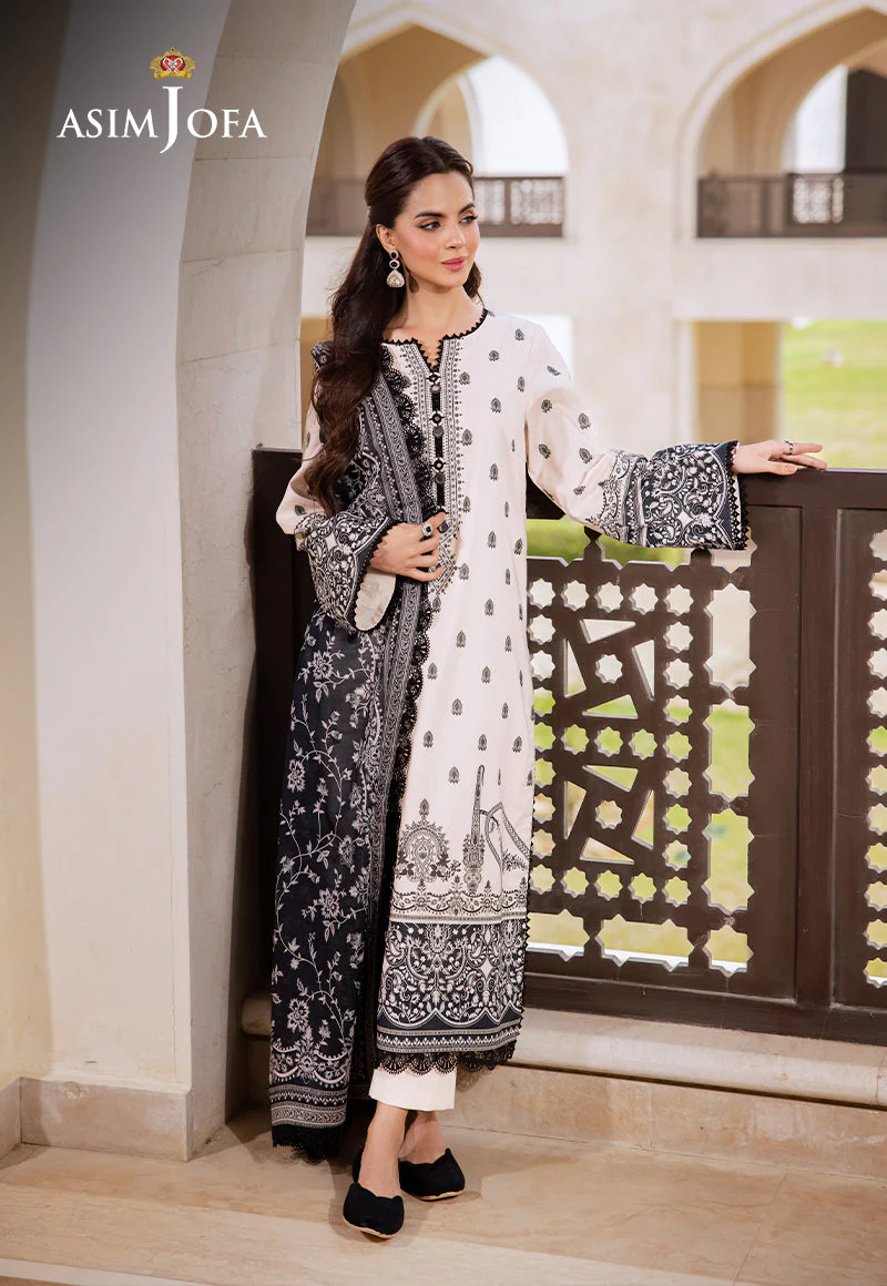Asim Jofa Monochrome Collection Ajcm-10 Printed Lawn 3 Pcs - Image 11