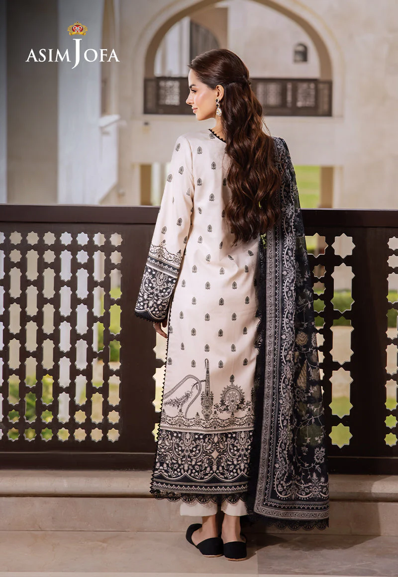 Asim Jofa Monochrome Collection Ajcm-10 Printed Lawn 3 Pcs - Image 2