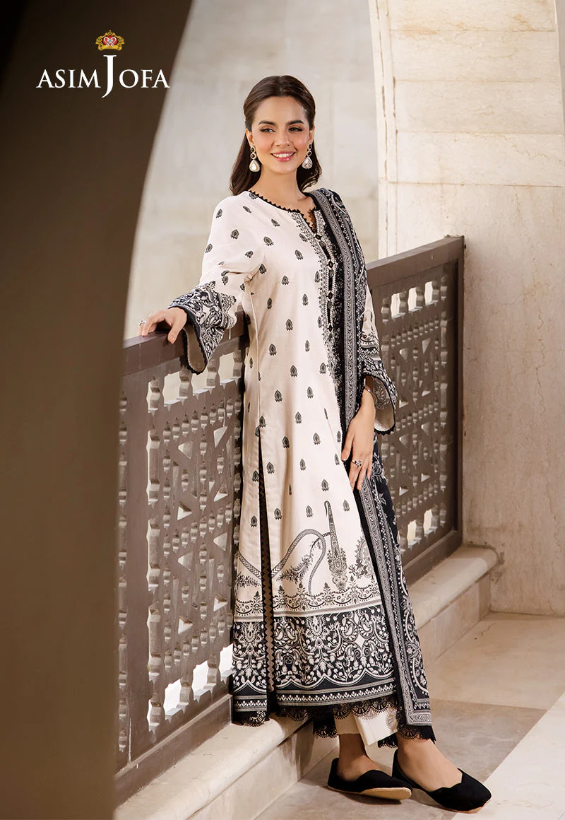 Asim Jofa Monochrome Collection Ajcm-10 Printed Lawn 3 Pcs - Image 4