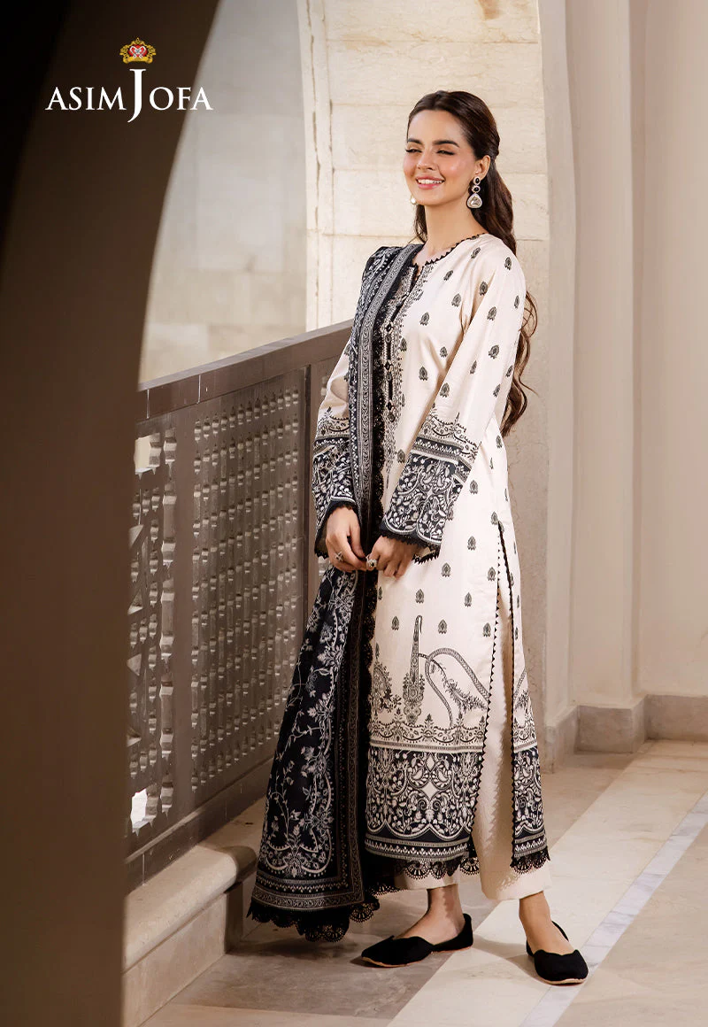 Asim Jofa Monochrome Collection Ajcm-10 Printed Lawn 3 Pcs - Image 5