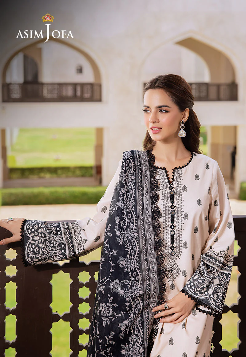 Asim Jofa Monochrome Collection Ajcm-10 Printed Lawn 3 Pcs - Image 7