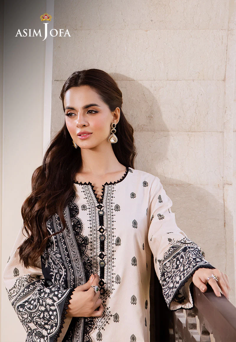 Asim Jofa Monochrome Collection Ajcm-10 Printed Lawn 3 Pcs - Image 9