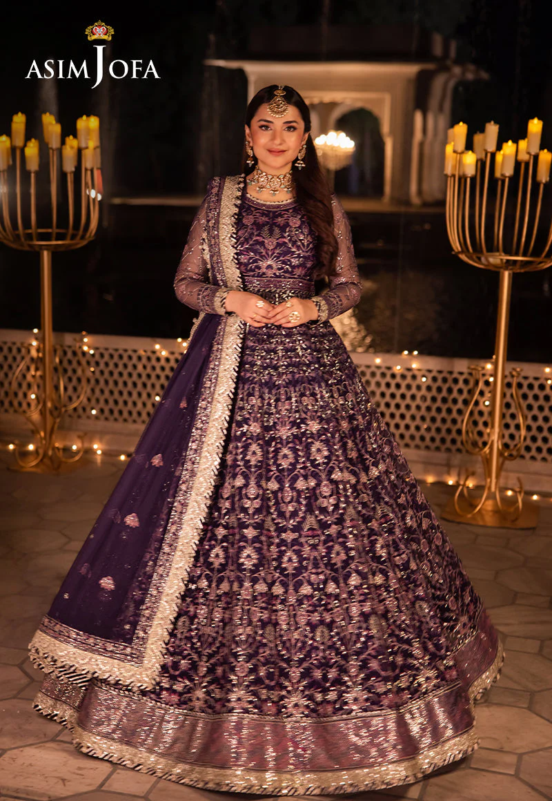 Asim Jofa Chandni Raatein Pret Ajcrp-03 Embroidered Net Stitched 3 Pcs - Image 4