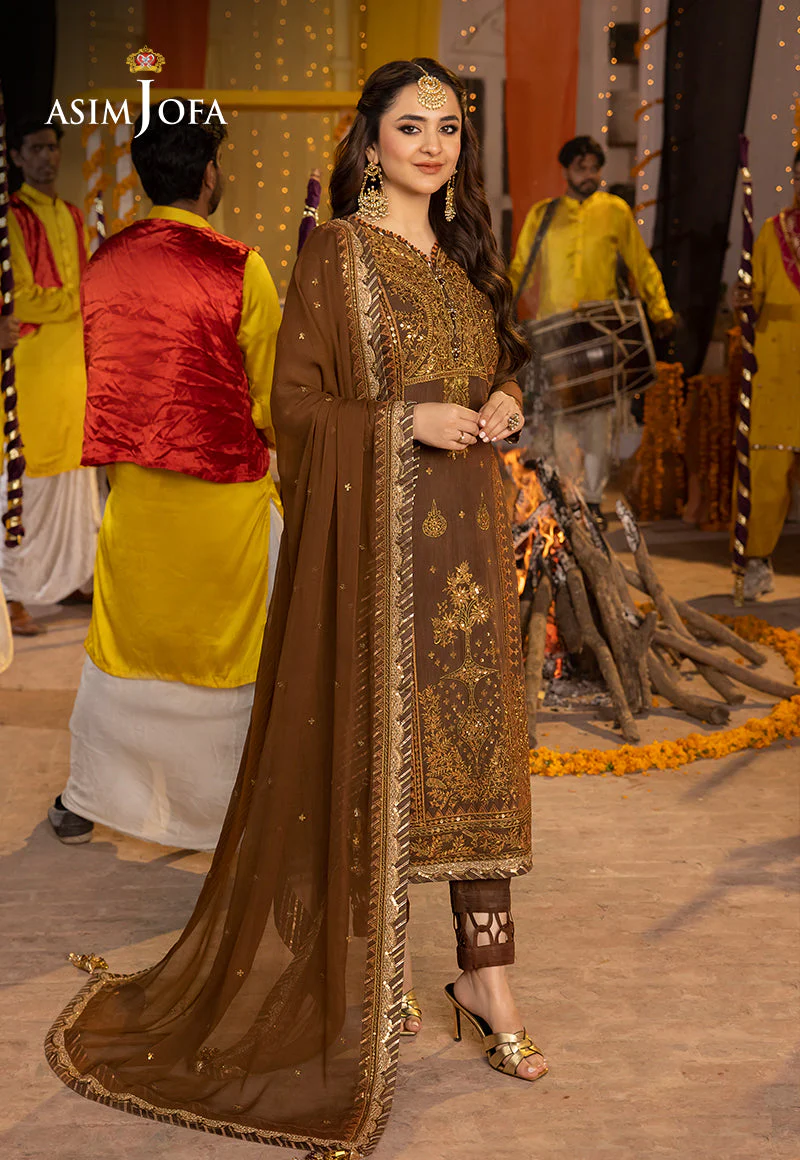 Asim Jofa Dastaan Pret Ajdap-11 Embroidered Paper Cotton Stitched 3 Pcs - Image 8