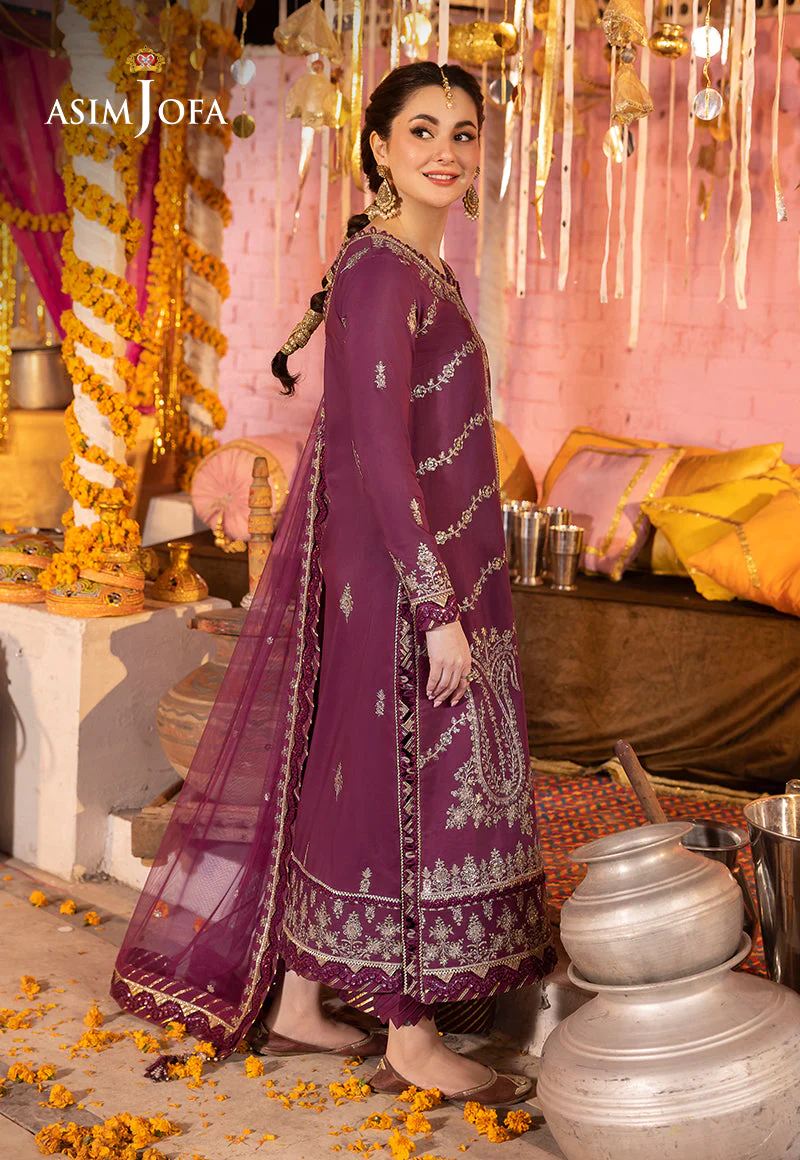 Asim Jofa Dastaan Pret Ajdap-18 Embroidered Lawn Silk Stitched 3 Pcs - Image 3