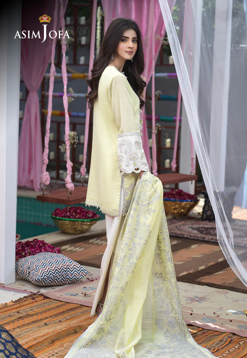 Asim Jofa Festive Eid 2021 Ajfc-06 Embroidered Cotton Net 3 Pcs - Image 2