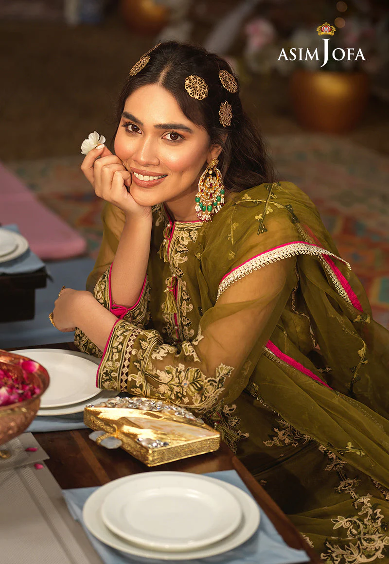 Asim Jofa Festive Eid 2021 Ajfc-15 Embroidered Organza 3 Pcs - Image 3
