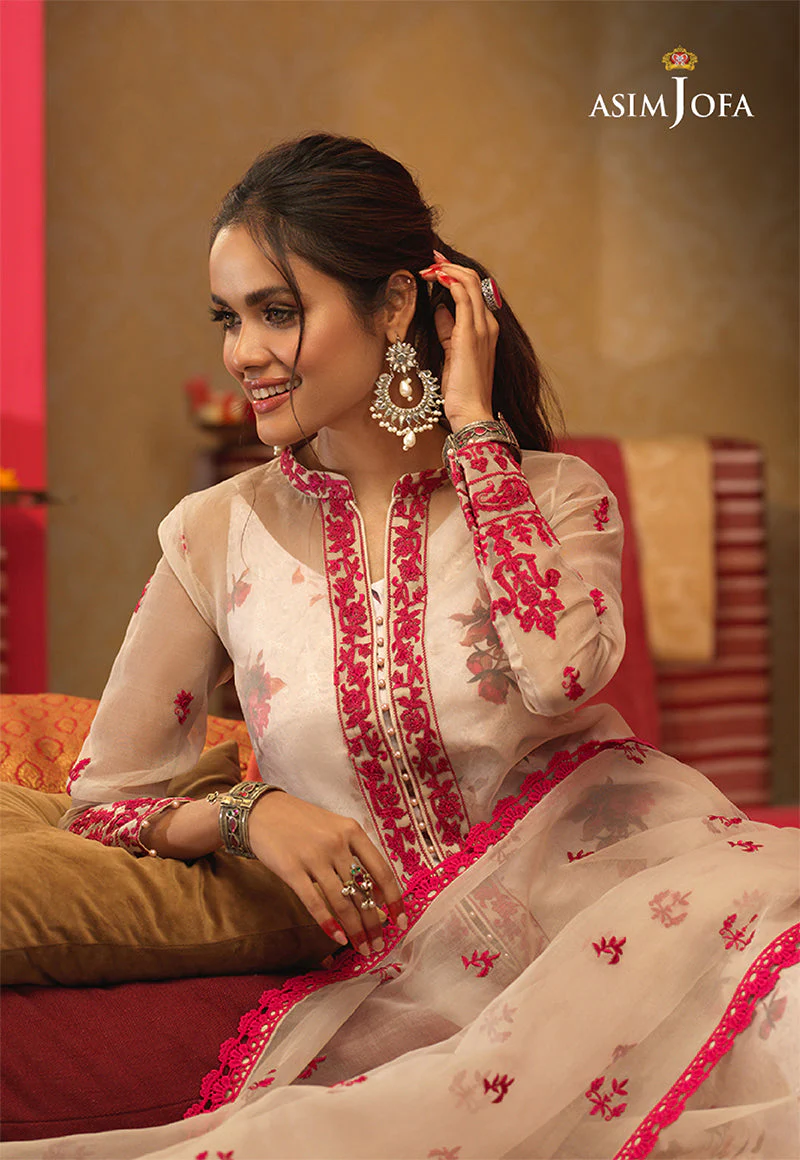 Asim Jofa Rung De Festive Coll-2021 Ajfc-23 Embroidered Organza 3 Pcs - Image 5