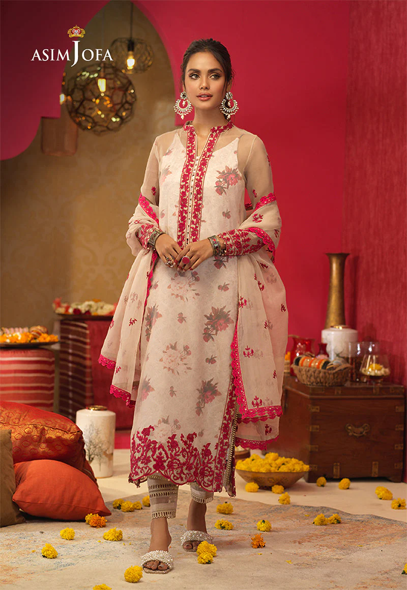 Asim Jofa Rung De Festive Coll-2021 Ajfc-23 Embroidered Organza 3 Pcs - Image 7