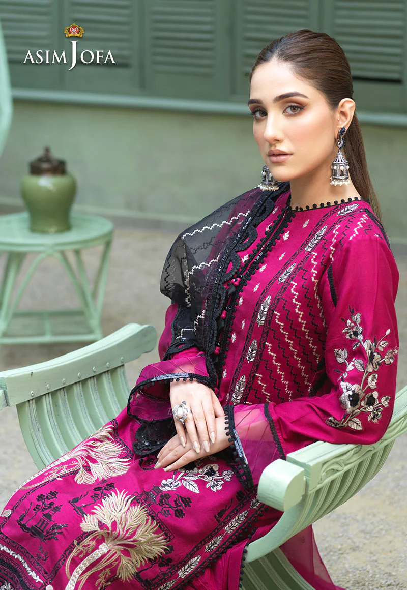 Asim Jofa Festive Jashn Ajfc-44 Embroidered Cotton Net 3 Pcs - Image 7