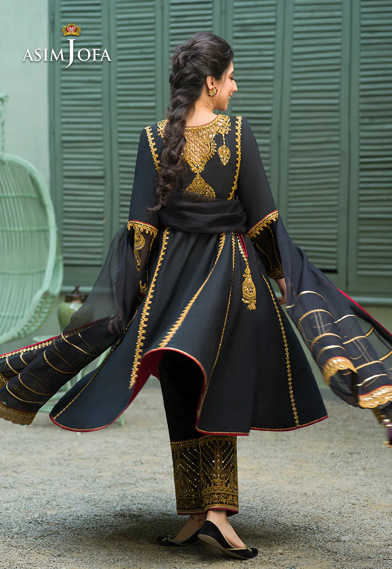 Asim Jofa Designers Limited Edition Ajfcd-46 Embroidered Cotton Net 3 Pcs - Image 5