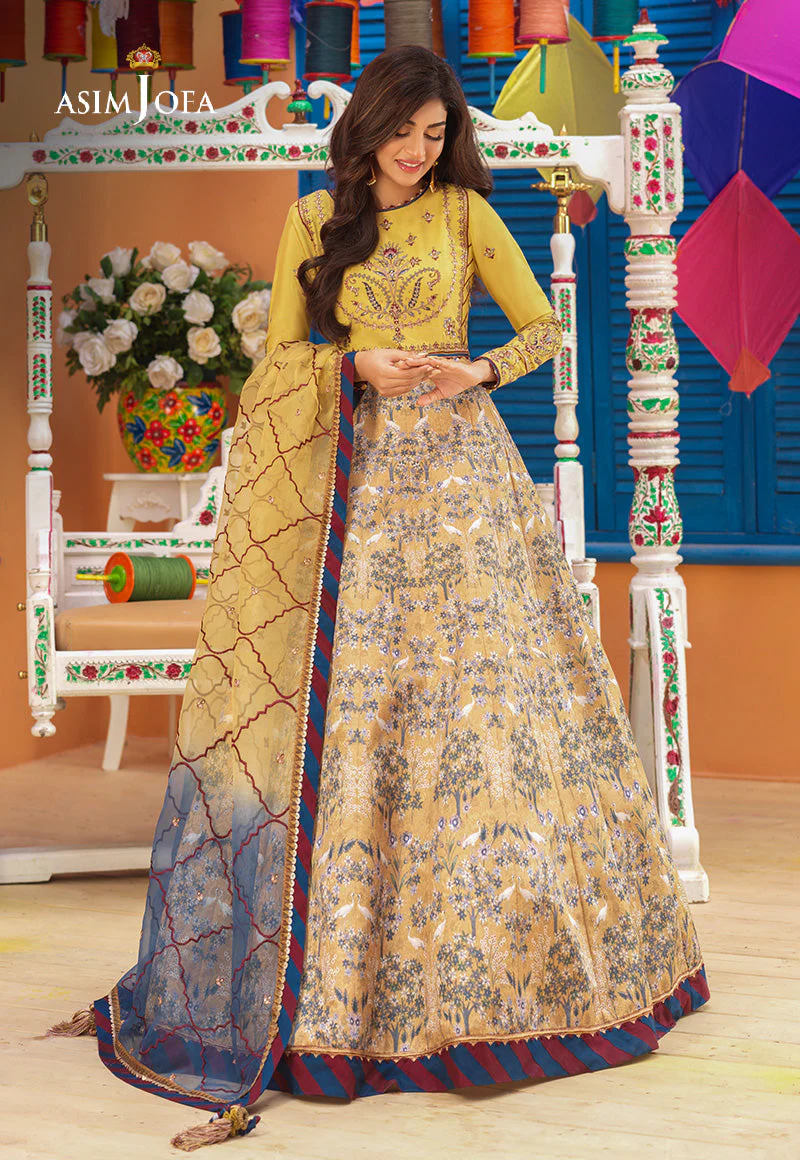Asim Jofa Basant Festive Ajfc-68 Embroidered Viscose Raw Silk 3 Pcs - Image 6