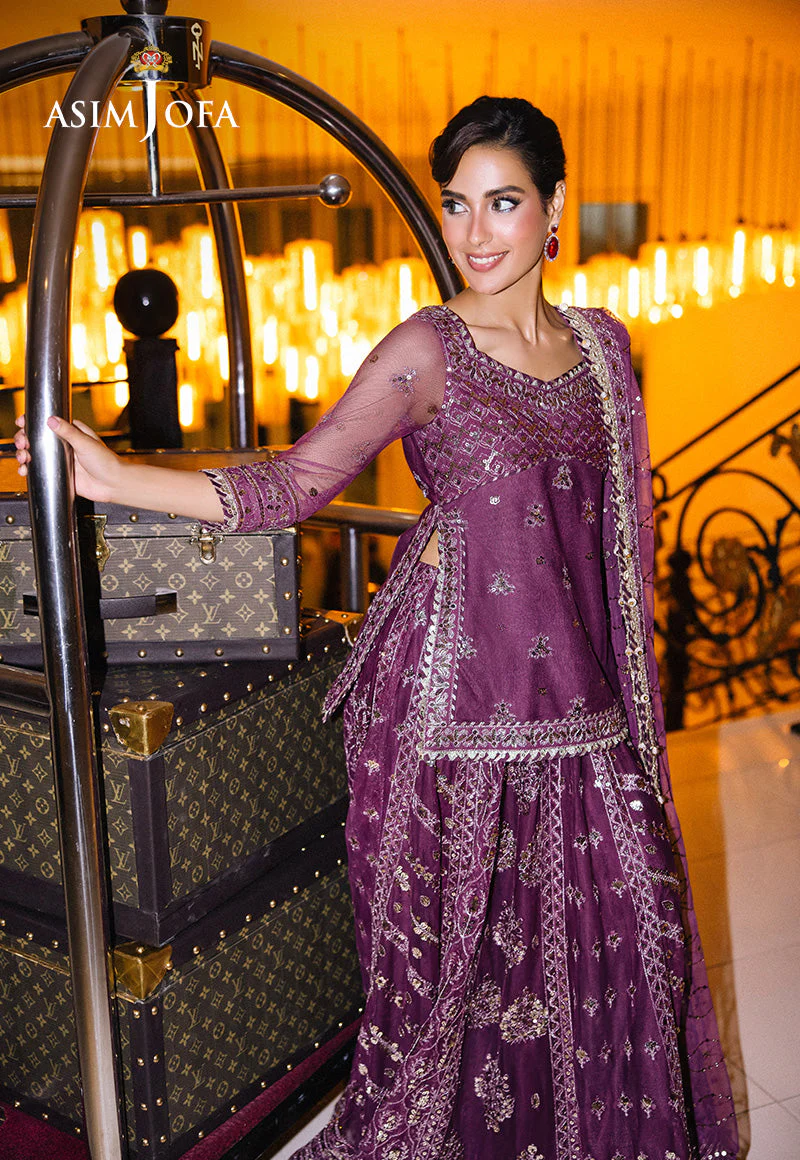 Asim Jofa Designers Limited Edition Ajffd-01 Embroidered Net Stitched 3 Pcs - Image 3