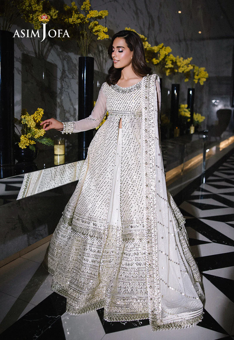 Asim Jofa Designers Limited Edition Ajffd-09 Embroidered Net Stitched 3 Pcs - Image 5