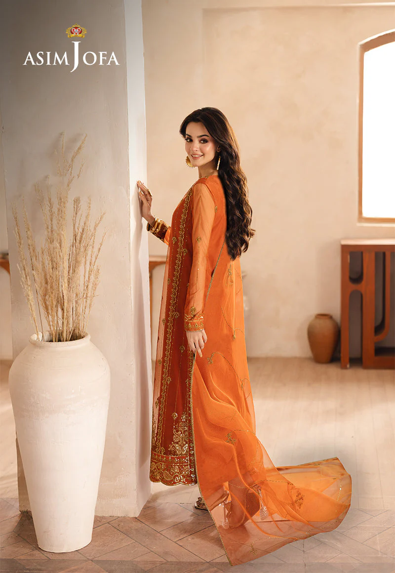 Asim Jofa Heeriye Pret Ajheb-09 Embroidered Net Stitched 3 Pcs - Image 2