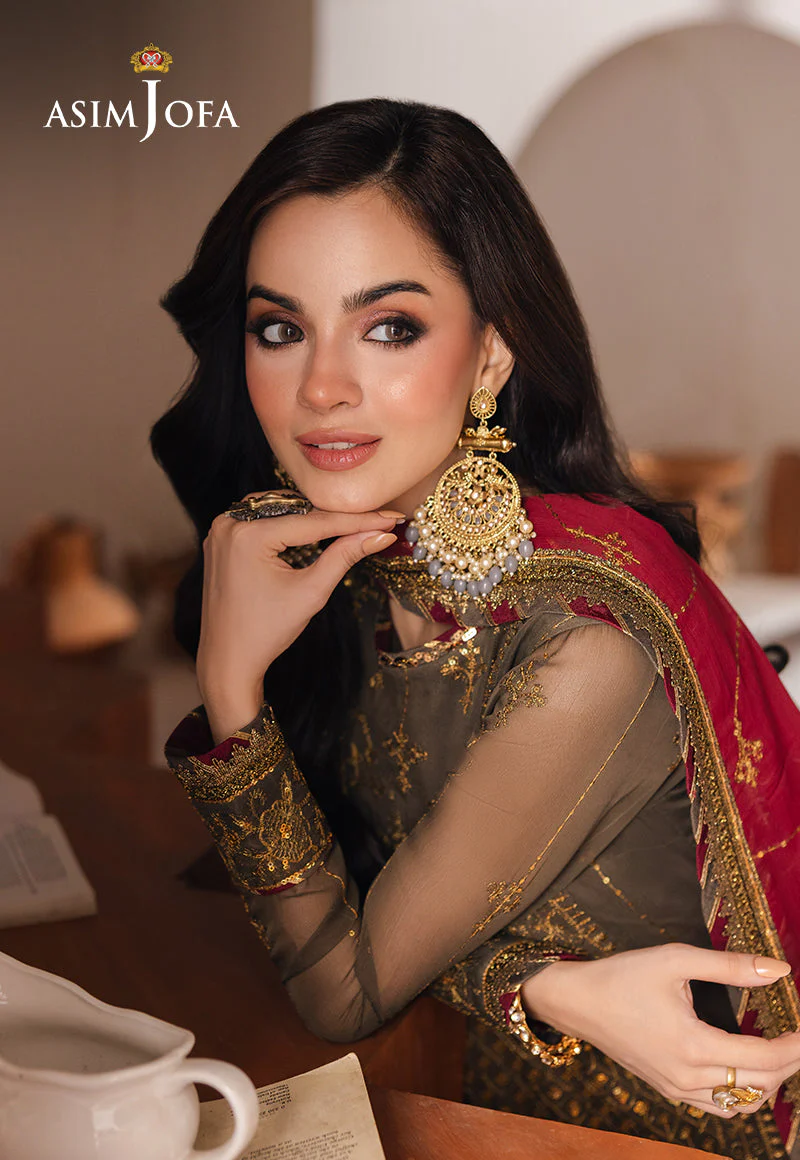 Asim Jofa Designers Limited Edition Ajhed-06 Embroidered Chiffon Stitched 3 Pcs - Image 9