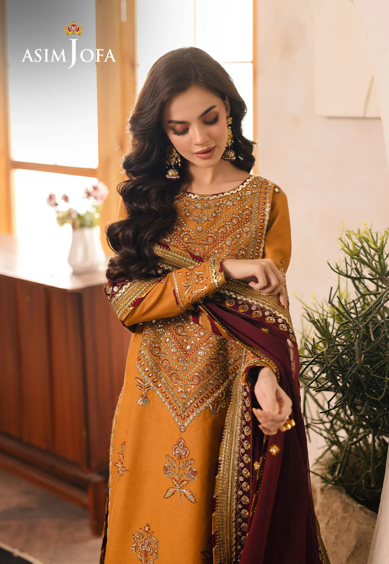 Asim Jofa Designers Limited Edition Ajhed-07 Embroidered Jumbo Silk Stitched 3 Pcs - Image 5