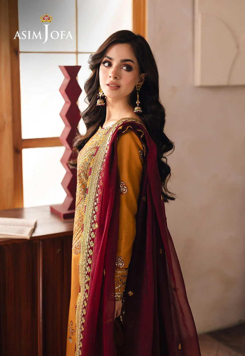 Asim Jofa Designers Limited Edition Ajhed-07 Embroidered Jumbo Silk Stitched 3 Pcs - Image 9