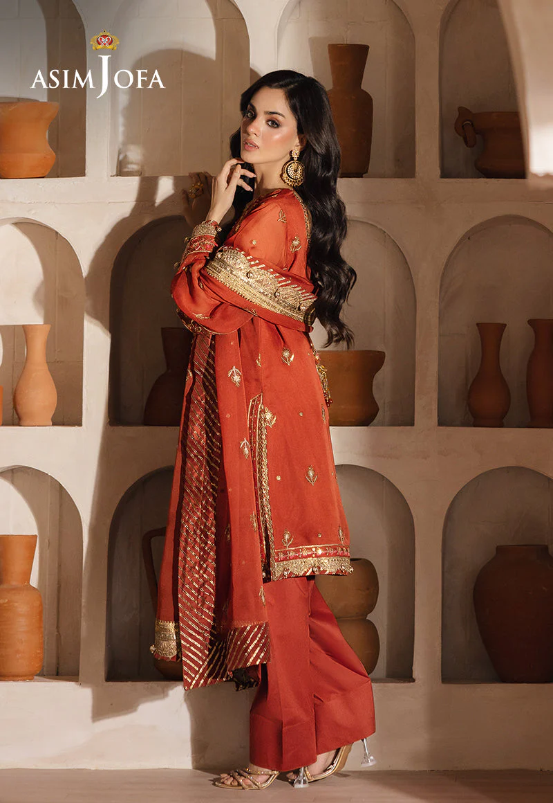 Asim Jofa Designers Limited Edition Ajhed-10 Embroidered Chiffon Stitched 3 Pcs - Image 10