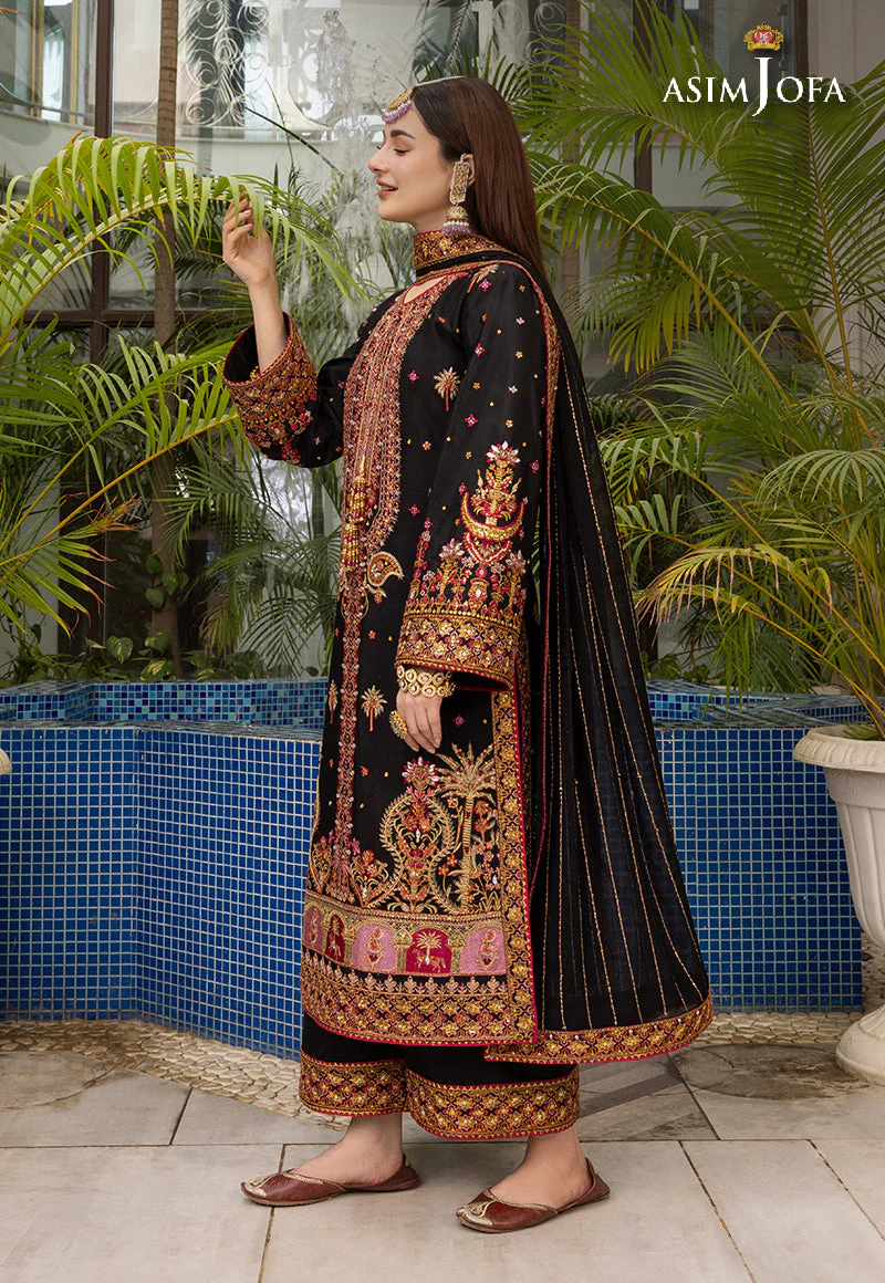Asim Jofa RTW Luxury Pret '23 Ajhj-19 Embroidered Viscose Raw Silk 3 Pcs - Image 14