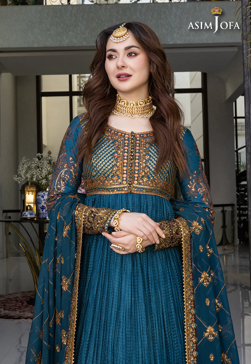 Asim Jofa Luxury Pret Ajhj-21 Designers Stitched Embroidered Cotton Silk 3 Pcs - Image 3