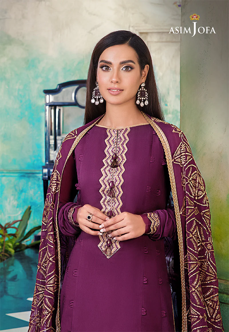 Asim Jofa Iqra/Minal Edit Ajim-19 Embroidered Chiffon 3 Pcs - Image 4