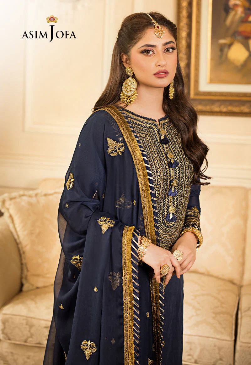 Asim Jofa Jhilmil Ajjm-05 Designers Stitched Embroidered Paper Cotton 3 Pcs - Image 4