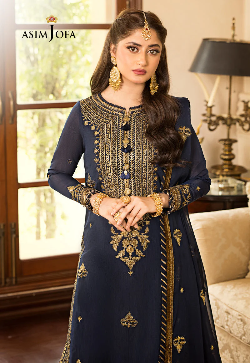 Asim Jofa Jhilmil Ajjm-05 Designers Stitched Embroidered Paper Cotton 3 Pcs - Image 6
