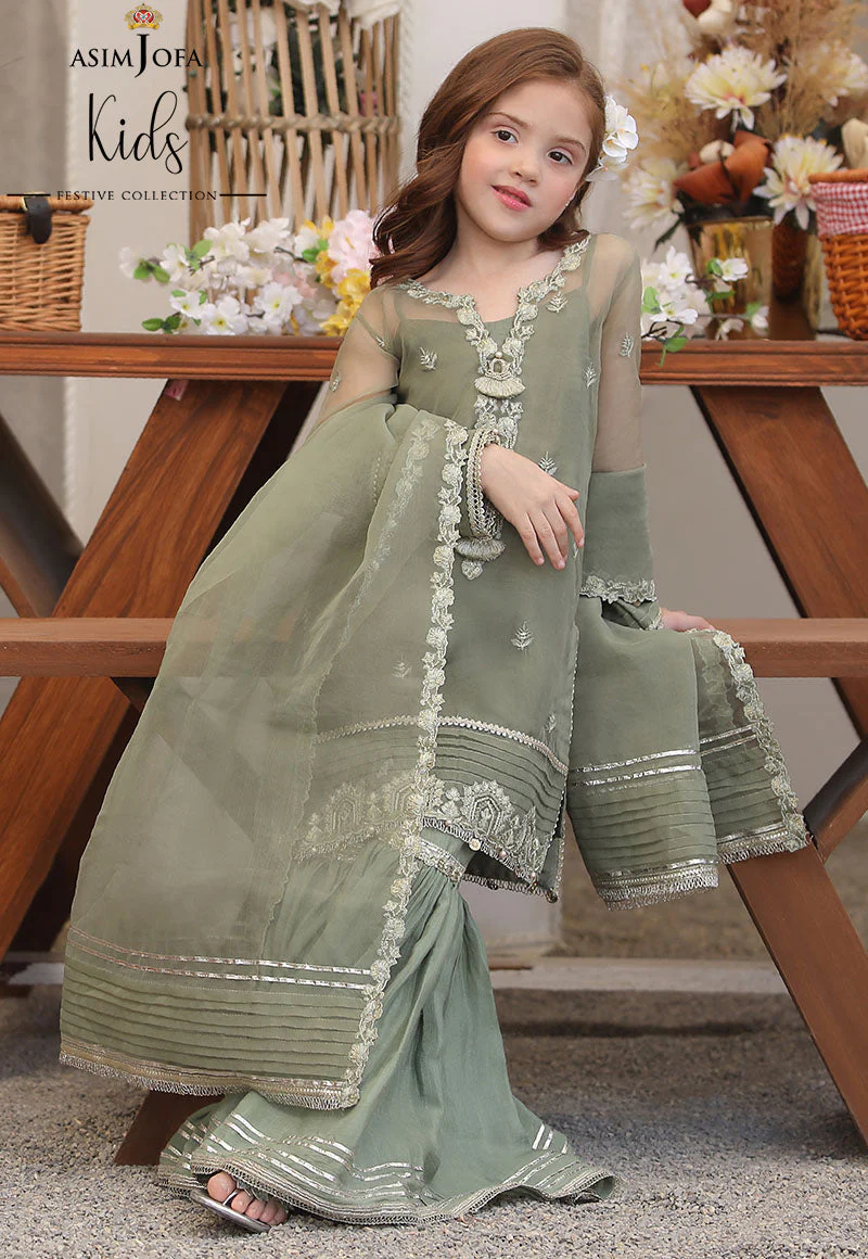 Asim Jofa KIDS Ajkf-08 Embroidered Organza 3 Pcs