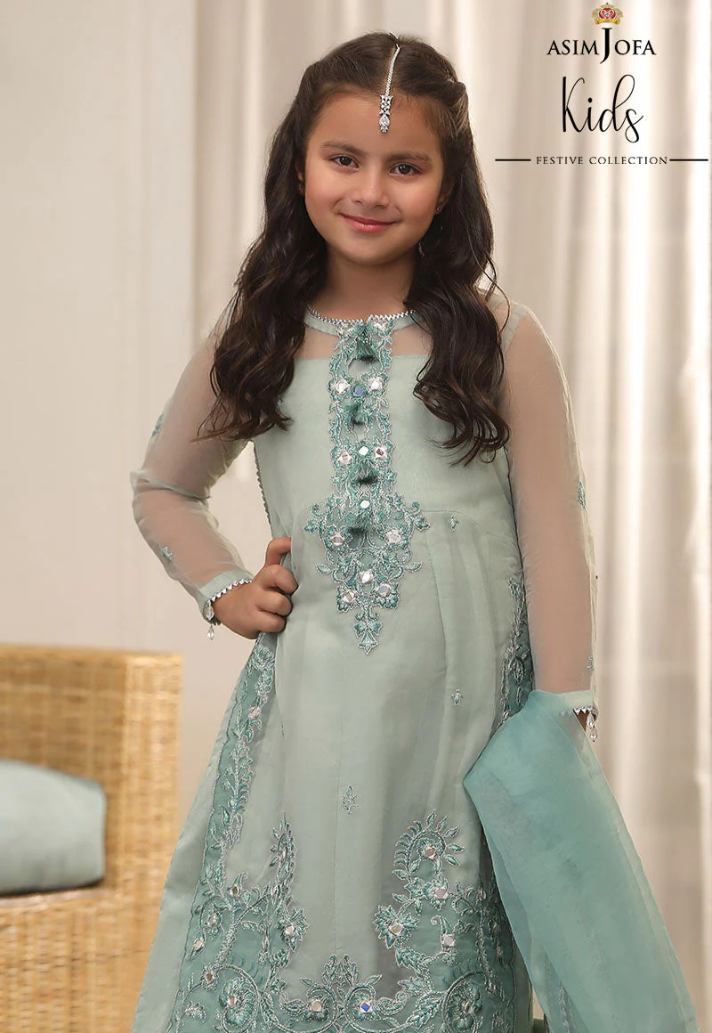 Asim Jofa KIDS Ajkf-13 Embroidered Organza 3 Pcs - Image 2