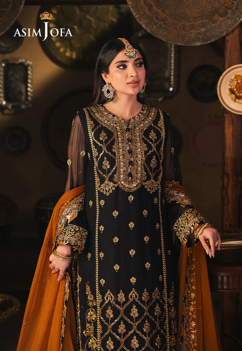 Asim Jofa Designers Limited Edition Ajkkd-15 Embroidered Chiffon 3 Pcs - Image 4