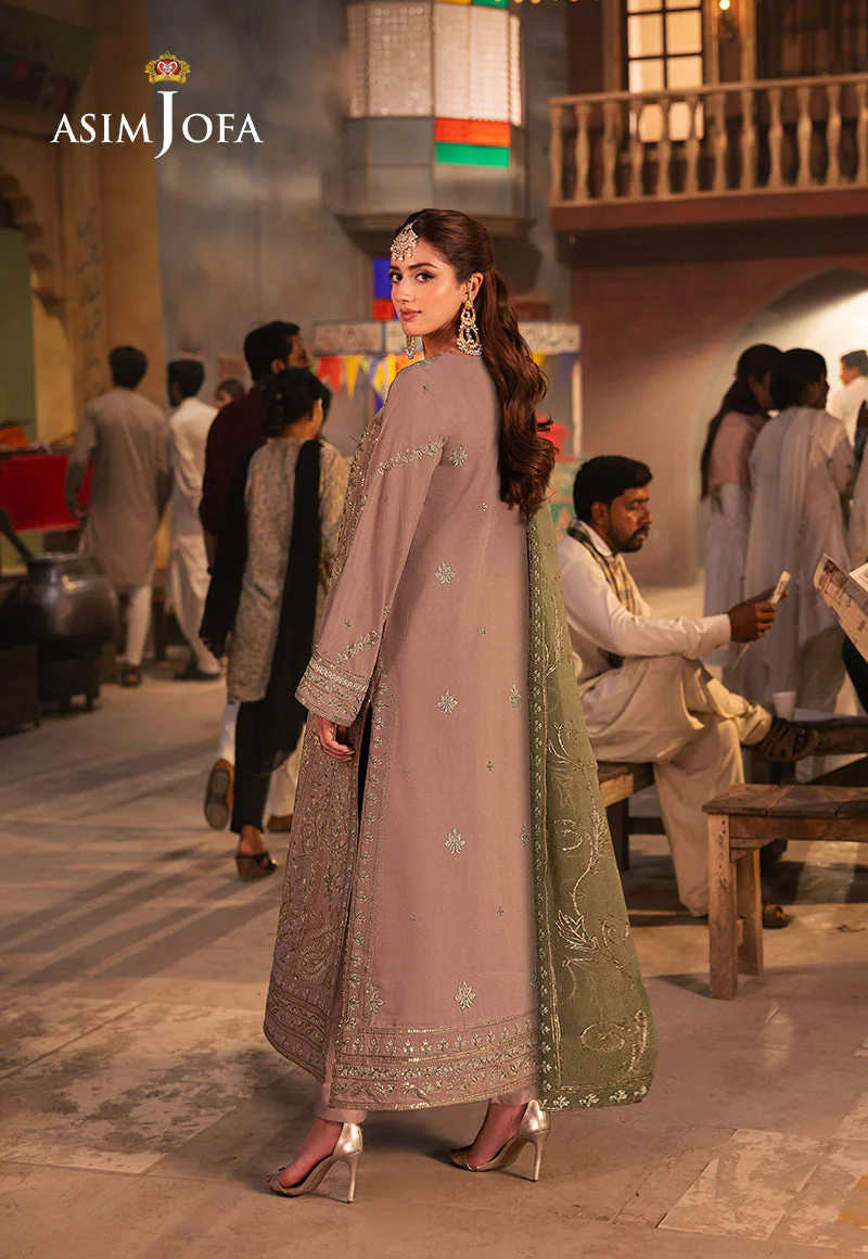 Asim Jofa Chamkeeli Pret Ajkkb-08 Embroidered Twisted Silk Stitched 3 Pcs - Image 2
