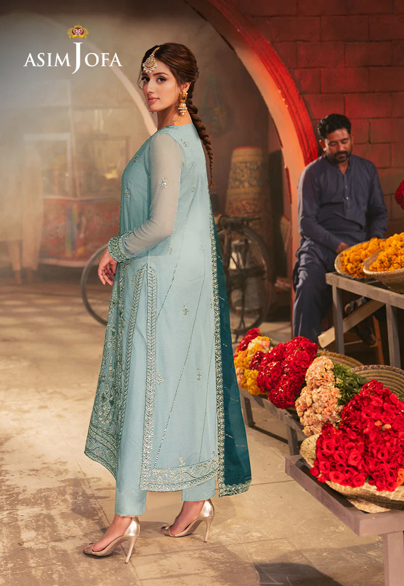 Asim Jofa Chamkeeli Pret Ajkkb-17 Embroidered Chiffon Stitched 3 Pcs - Image 2
