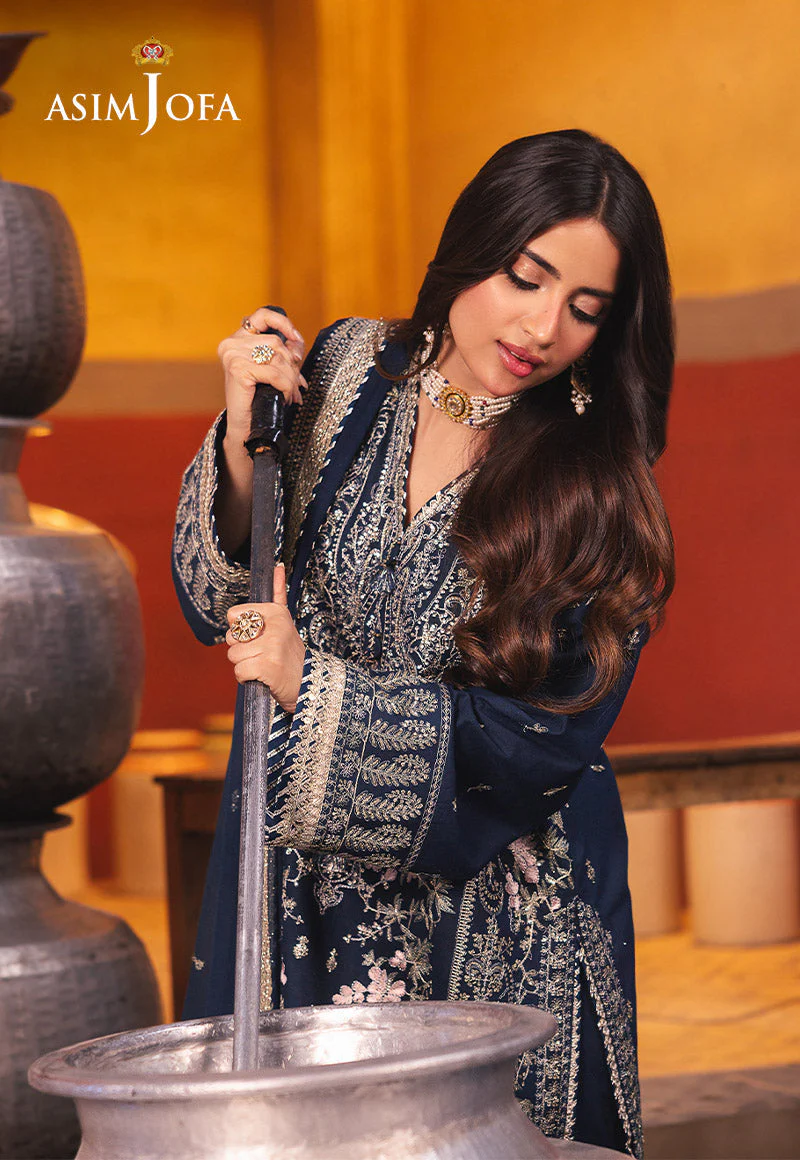 Asim Jofa Designers Limited Edition Ajkkd-25-Xs Embroidered Twisted Silk 3 Pcs - Image 8
