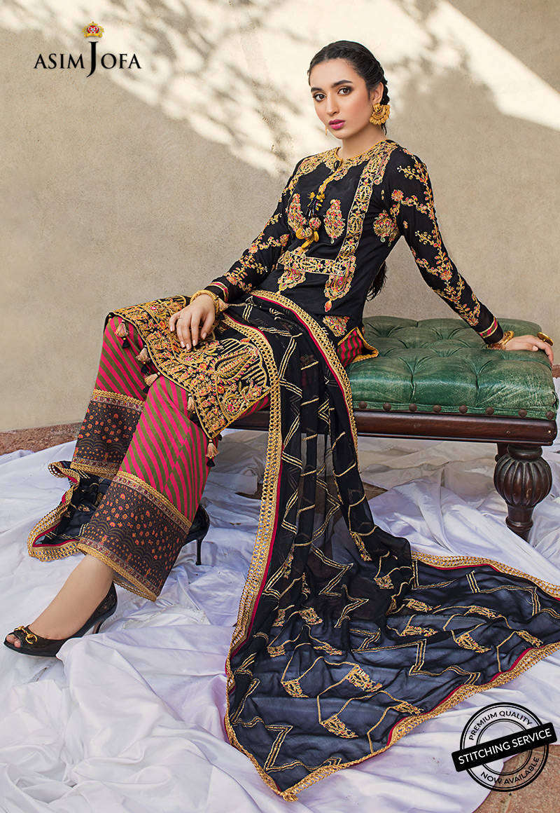 Asim Jofa Limited Edition Vol-1 2021 Ajle-15 Embroidered Silk 3 Pcs - Image 4