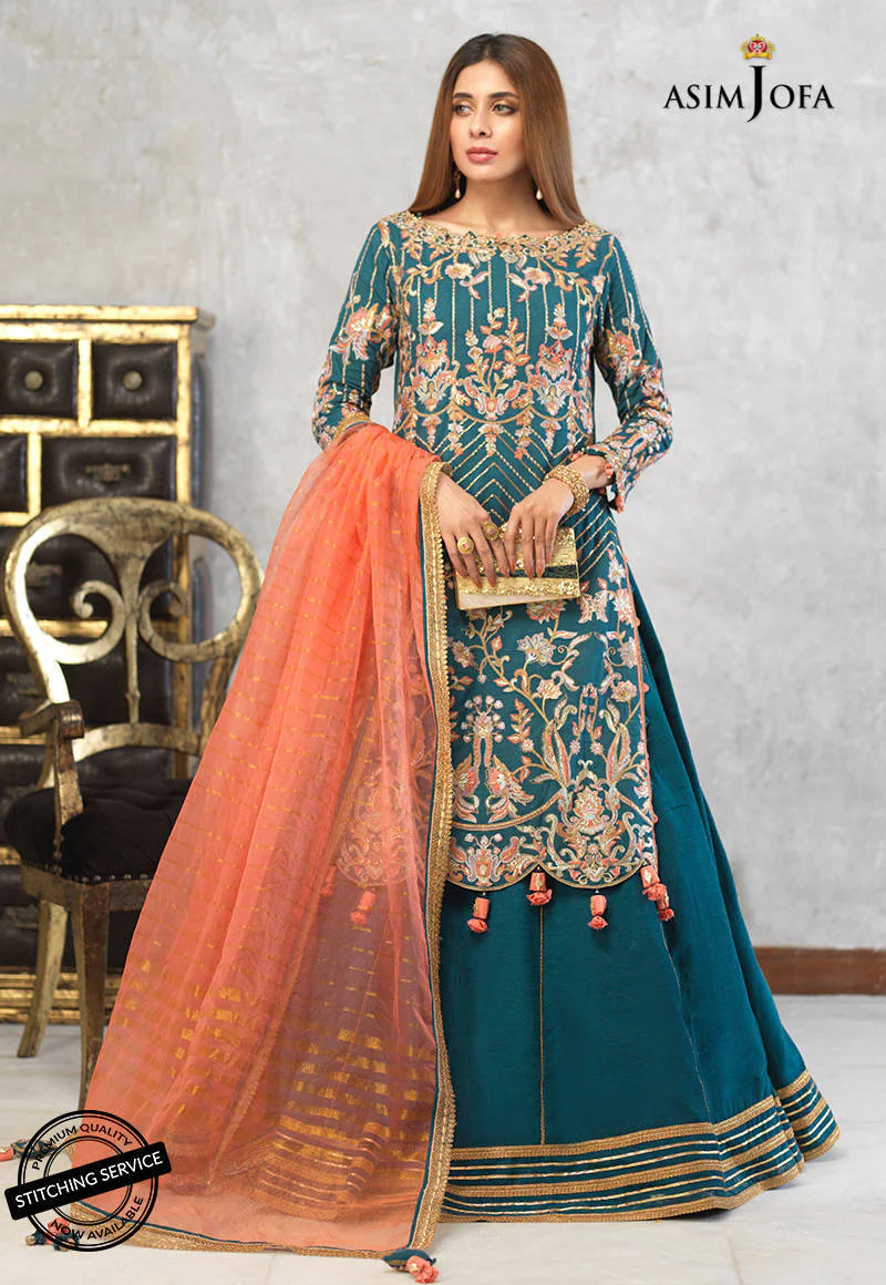 Asim Jofa Limited Edition Vol-1 2021 Ajle-18 Embroidered Cotton Net 3 Pcs