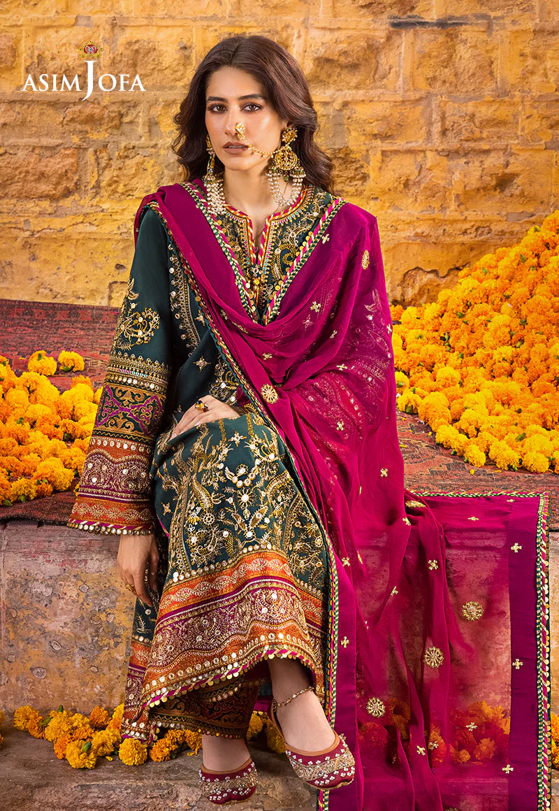 Asim Jofa Luxury Lawn '23 Ajlr-25 Designers Stitched Embroidered Silk 3 Pcs - Image 12