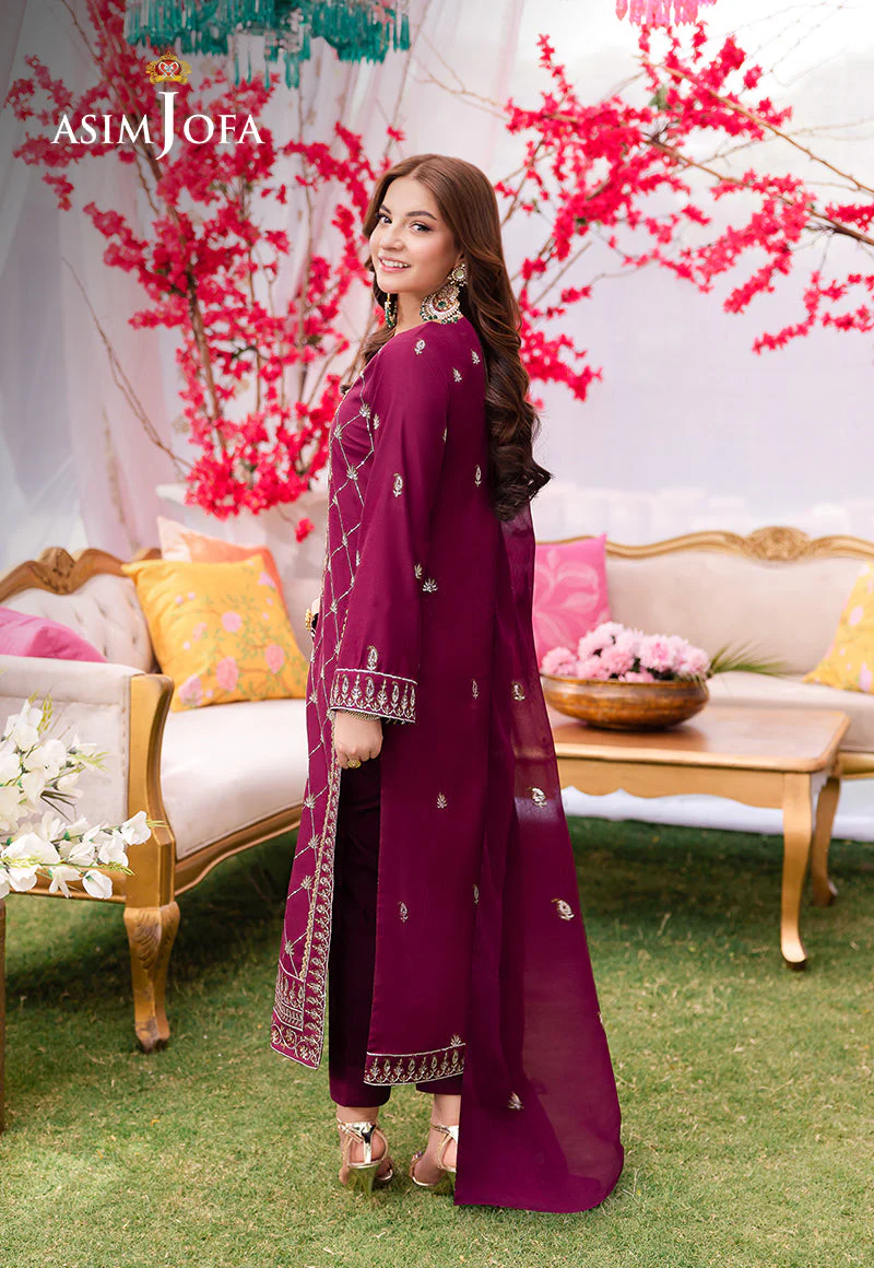 Asim Jofa Jag Mag Pret Ajmjb-03 Embroidered Lawn Silk Stitched 3 Pcs - Image 2
