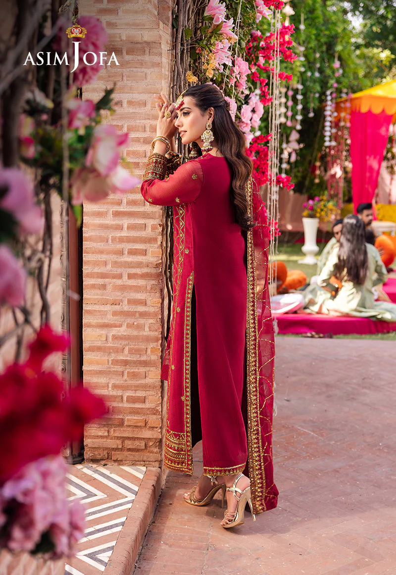 Asim Jofa Jag Mag Pret Ajmjb-28 Embroidered Chiffon Stitched 3 Pcs - Image 2